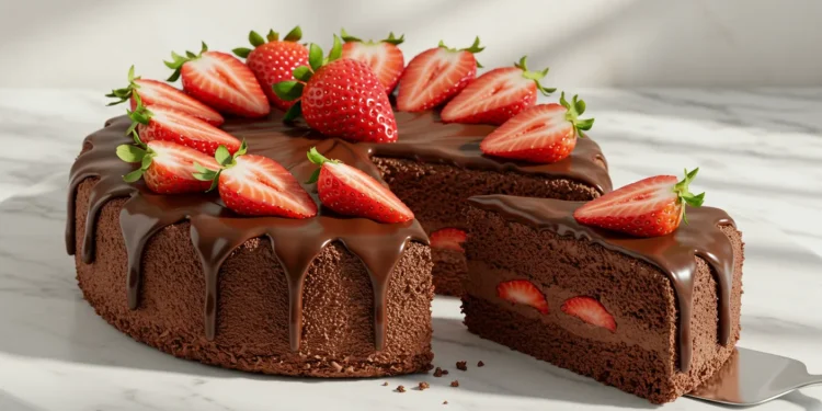 Bolo de Chocolate com Morango